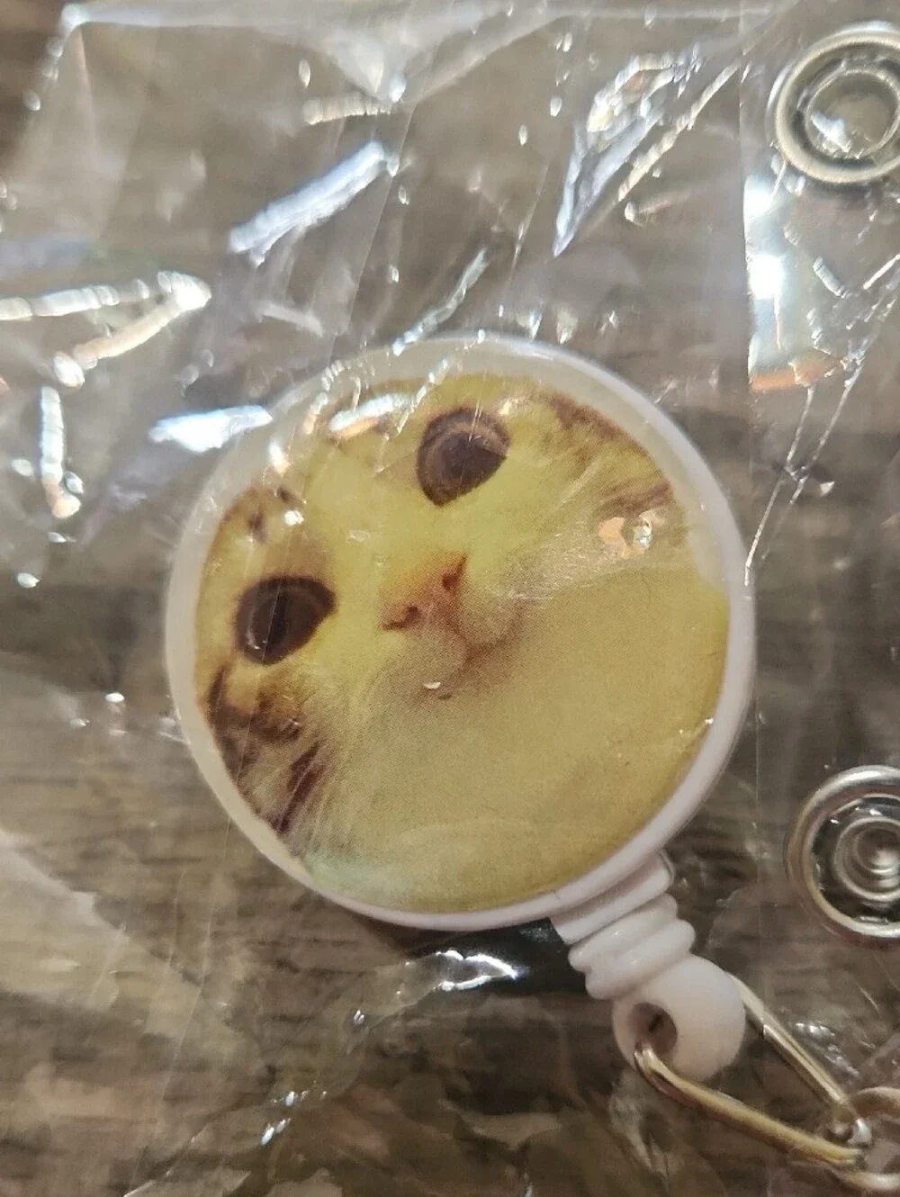 Assorted Novelty Cat & Meme Badge Reel - White